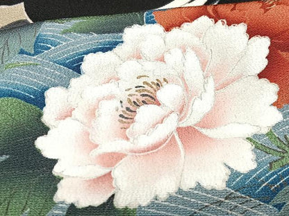 平和屋着物■豪華黒留袖 駒刺繍 飛鶴立波花文 正絹 逸品 CABF4935xe