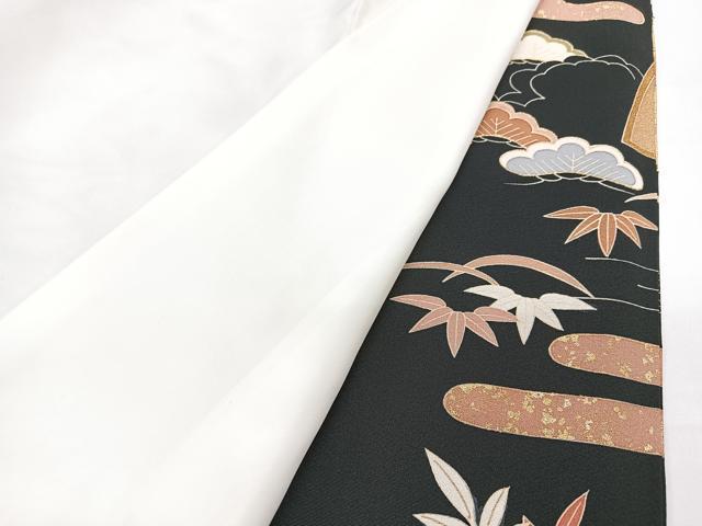 平和屋着物■豪華黒留袖　作家物　飛鶴浜松風景文　金彩　正絹　逸品　CABF4938xe