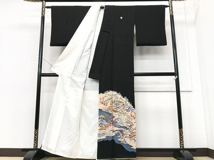 平和屋着物■豪華黒留袖 風景文 金彩 正絹 逸品 CABF4940xe