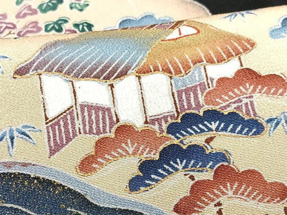 平和屋着物■豪華黒留袖 風景文 金彩 正絹 逸品 CABF4940xe