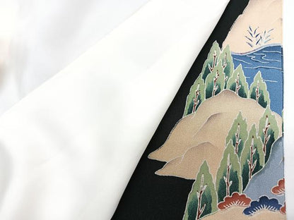 平和屋着物■豪華黒留袖 風景文 金彩 正絹 逸品 CABF4940xe
