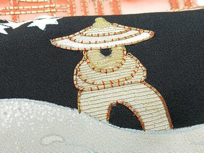 平和屋着物■豪華黒留袖　駒刺繍　風景文　正絹　逸品　CABF4941xe