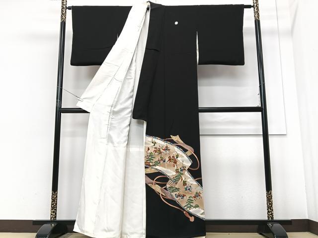 平和屋着物■豪華黒留袖　絵巻人物文　金彩　正絹　逸品　CABF4942xe