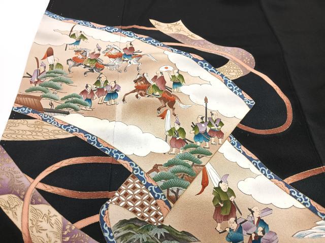 平和屋着物■豪華黒留袖　絵巻人物文　金彩　正絹　逸品　CABF4942xe