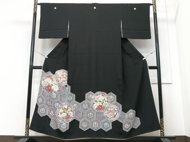 平和屋着物■豪華黒留袖 鏡裏花文 金彩 正絹 逸品 CABF4944xe