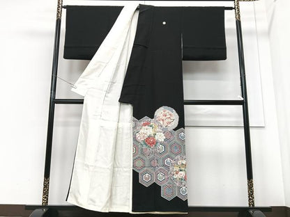 平和屋着物■豪華黒留袖 鏡裏花文 金彩 正絹 逸品 CABF4944xe