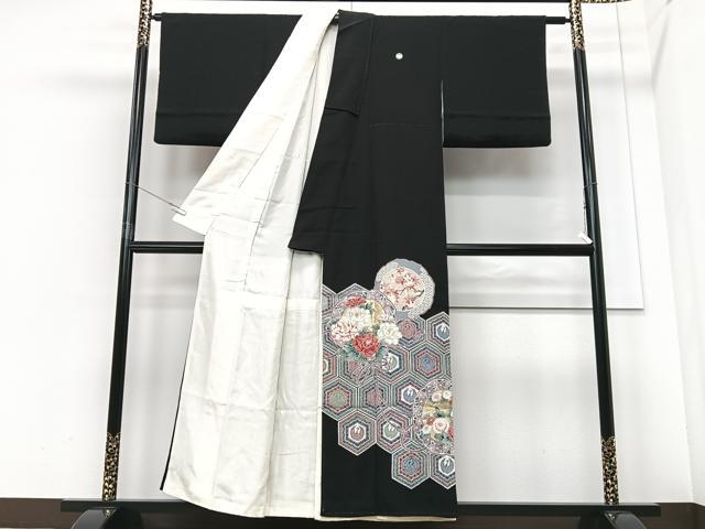 平和屋着物■豪華黒留袖 鏡裏花文 金彩 正絹 逸品 CABF4944xe