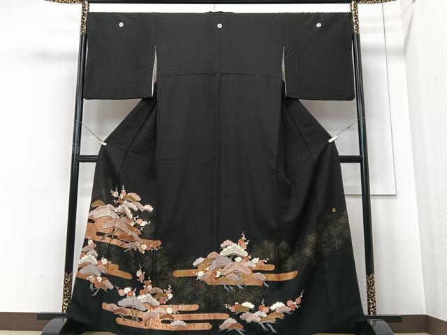 平和屋着物■豪華黒留袖　作家物　エ霞梅松文　金彩　正絹　逸品　CABF4945xe