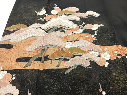 平和屋着物■豪華黒留袖　作家物　エ霞梅松文　金彩　正絹　逸品　CABF4945xe