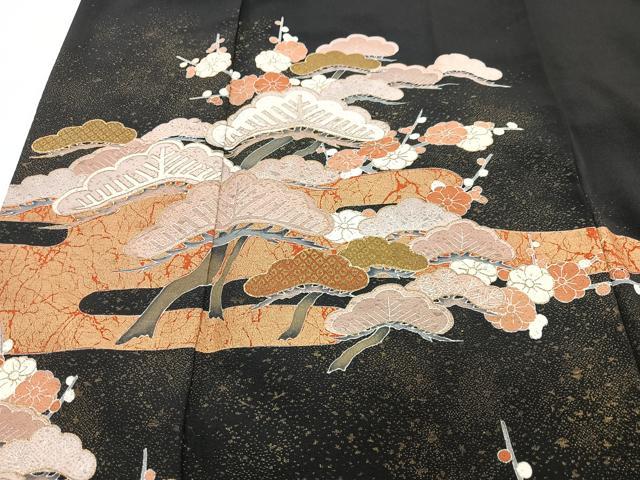 平和屋着物■豪華黒留袖　作家物　エ霞梅松文　金彩　正絹　逸品　CABF4945xe