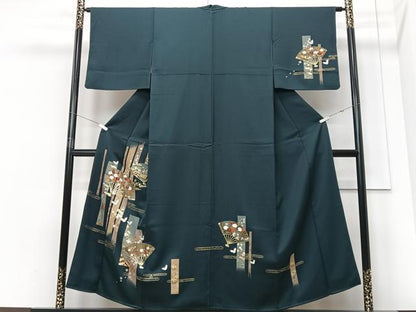 平和屋着物■訪問着　扇面舞蝶文　金彩　正絹　逸品　CABF4963xe