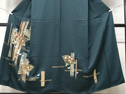 平和屋着物■訪問着　扇面舞蝶文　金彩　正絹　逸品　CABF4963xe