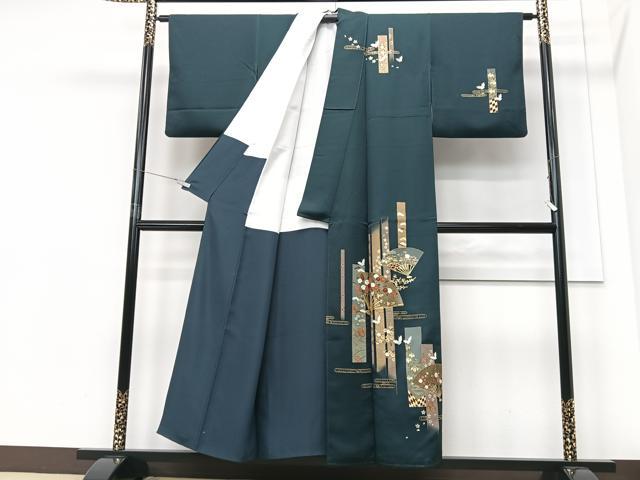 平和屋着物■訪問着　扇面舞蝶文　金彩　正絹　逸品　CABF4963xe