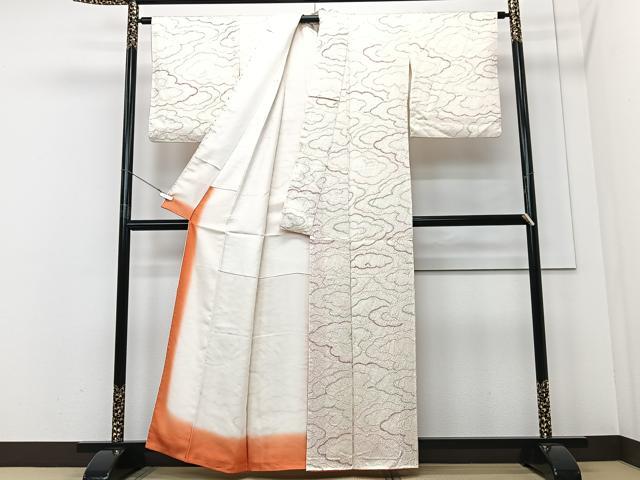平和屋着物■上質な小紋 絞り 雲重ね文 正絹 逸品 CABF4969xe