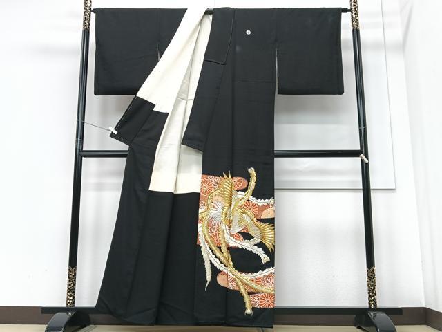 平和屋着物■豪華黒留袖 刺繍 鳳凰花文 金銀彩 正絹 逸品 CABF4971xe