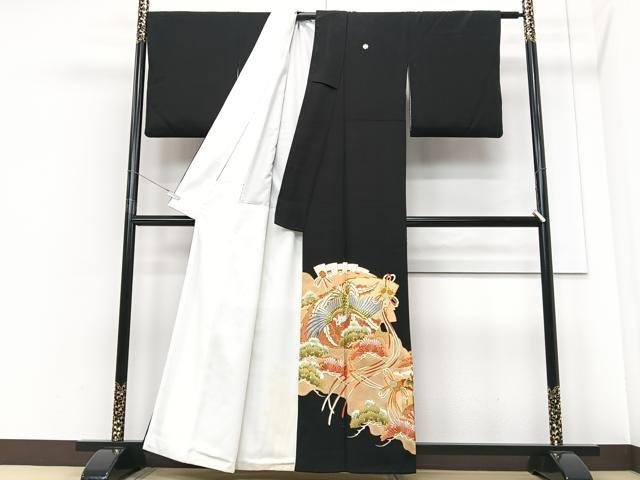 平和屋着物■豪華黒留袖　刺繍　鳳凰御所車文　金彩　正絹　逸品　CABF4976xe