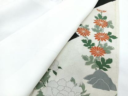 平和屋着物■豪華黒留袖　駒刺繍　草花文　金彩　正絹　逸品　CABF4979xe