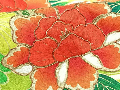 平和屋着物■豪華振袖　駒刺繍　扇面草花文　金彩　正絹　逸品　CABF4981xe