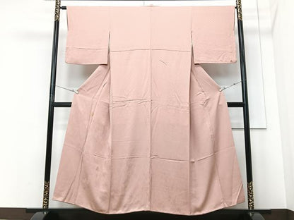 平和屋着物■上質な色無地　青海波地紋　珊瑚色　正絹　逸品　CABF4987xe