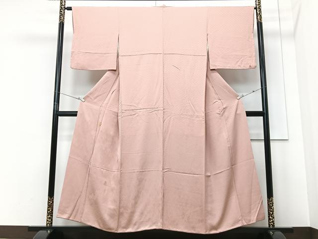 平和屋着物■上質な色無地　青海波地紋　珊瑚色　正絹　逸品　CABF4987xe
