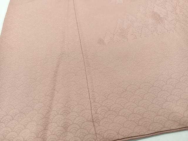平和屋着物■上質な色無地　青海波地紋　珊瑚色　正絹　逸品　CABF4987xe