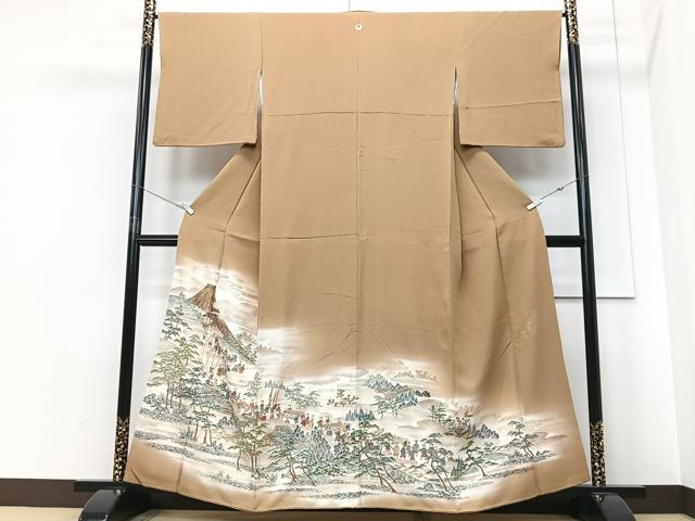 平和屋着物■豪華色留袖　作家物　寿光織　大名行列之図　暈し染め　金糸　正絹　逸品　CABF4990xe