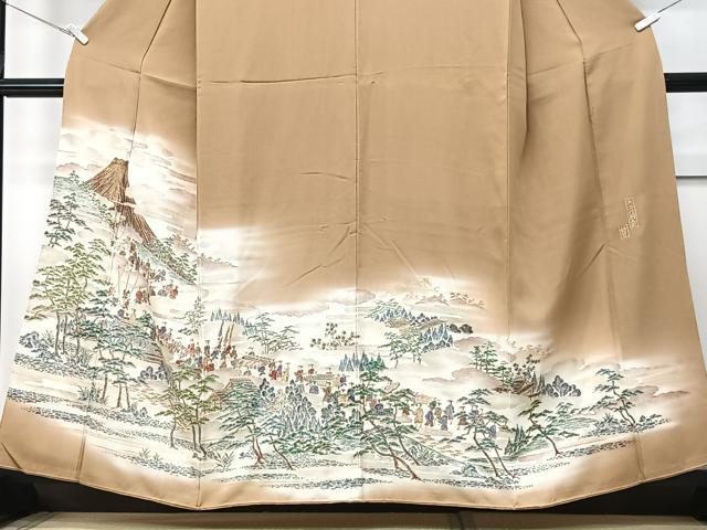 平和屋着物■豪華色留袖　作家物　寿光織　大名行列之図　暈し染め　金糸　正絹　逸品　CABF4990xe