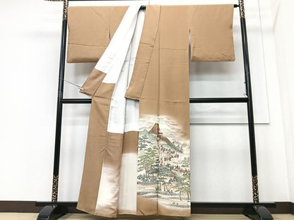 平和屋着物■豪華色留袖　作家物　寿光織　大名行列之図　暈し染め　金糸　正絹　逸品　CABF4990xe