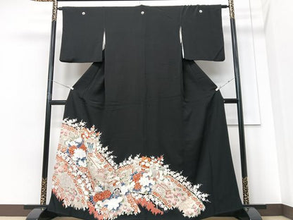 平和屋着物■豪華黒留袖　花車文　金彩　正絹　逸品　CABF4992xe