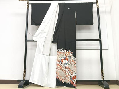 平和屋着物■豪華黒留袖　花車文　金彩　正絹　逸品　CABF4992xe