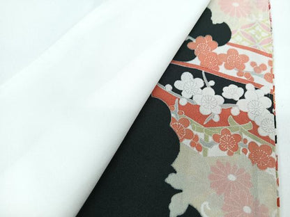 平和屋着物■豪華黒留袖　花車文　金彩　正絹　逸品　CABF4992xe