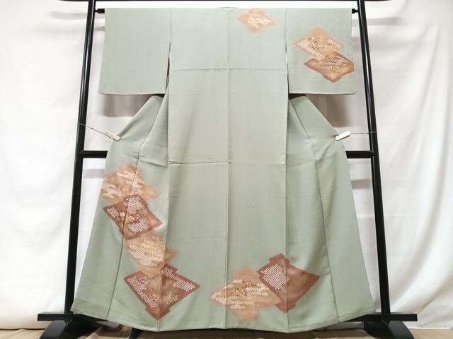 平和屋着物■訪問着　絞り　刺繍　草花文　金彩　正絹　逸品　CABF4997xe