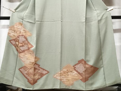 平和屋着物■訪問着　絞り　刺繍　草花文　金彩　正絹　逸品　CABF4997xe