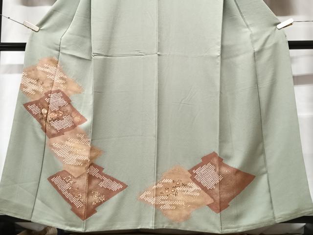 平和屋着物■訪問着　絞り　刺繍　草花文　金彩　正絹　逸品　CABF4997xe