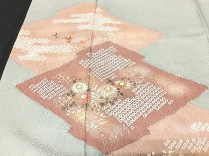 平和屋着物■訪問着　絞り　刺繍　草花文　金彩　正絹　逸品　CABF4997xe