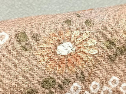 平和屋着物■訪問着　絞り　刺繍　草花文　金彩　正絹　逸品　CABF4997xe