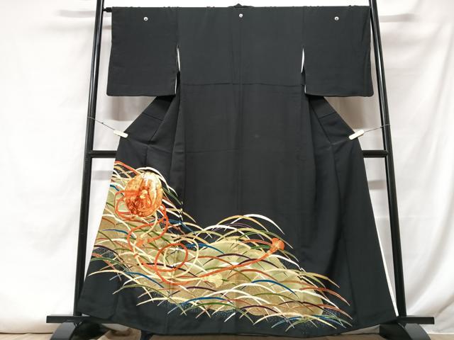 平和屋着物■豪華黒留袖 駒刺繍 鏡裏吉祥文 正絹 逸品 CABF5013xe