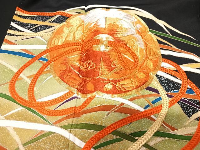 平和屋着物■豪華黒留袖 駒刺繍 鏡裏吉祥文 正絹 逸品 CABF5013xe