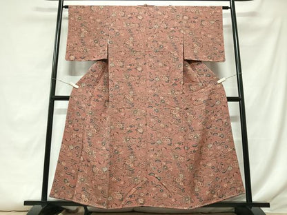 平和屋着物■上質な小紋 型染め 花蝶文 正絹 逸品 CABF5017xe