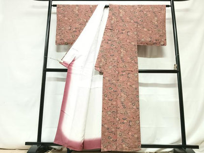 平和屋着物■上質な小紋 型染め 花蝶文 正絹 逸品 CABF5017xe