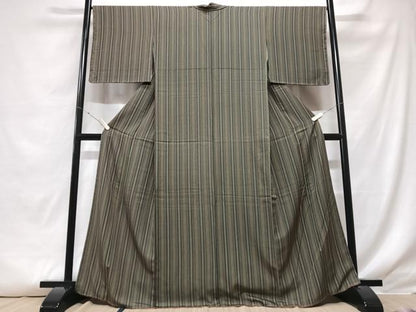 平和屋着物■上質な小紋 縞 正絹 逸品 CABF5021xe