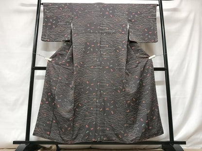 平和屋着物■上質な小紋 芝草舞蝶文 正絹 逸品 CABF5024xe