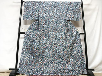 平和屋着物■上質な小紋 花鳥文 鬼しぼ縮緬 正絹 逸品 CABF5025xe