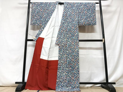 平和屋着物■上質な小紋 花鳥文 鬼しぼ縮緬 正絹 逸品 CABF5025xe