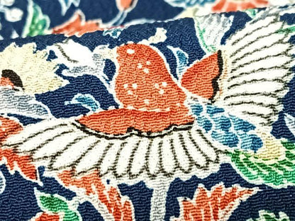 平和屋着物■上質な小紋 花鳥文 鬼しぼ縮緬 正絹 逸品 CABF5025xe