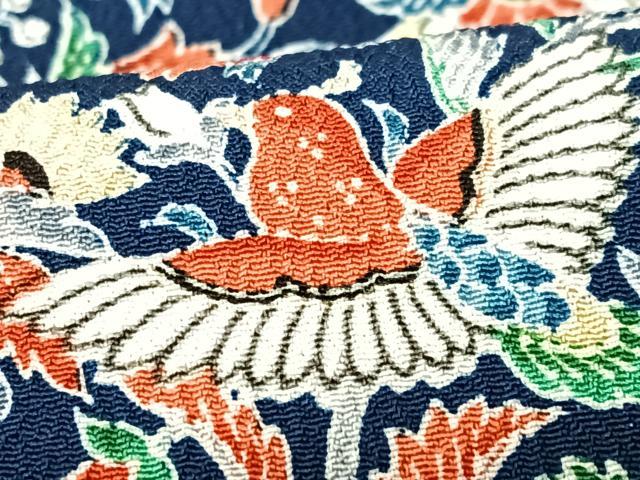 平和屋着物■上質な小紋 花鳥文 鬼しぼ縮緬 正絹 逸品 CABF5025xe