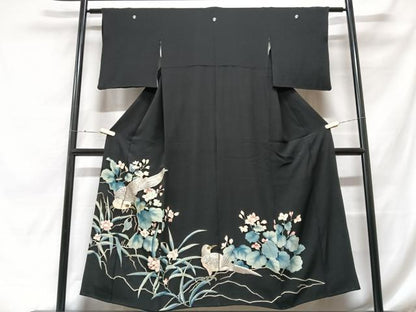 平和屋着物■豪華黒留袖 刺繍 花鳥文 金銀彩 正絹 逸品 CABF5027xe
