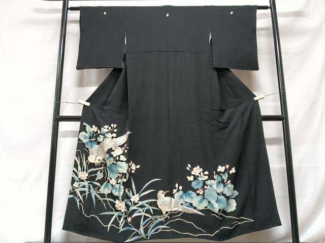 平和屋着物■豪華黒留袖 刺繍 花鳥文 金銀彩 正絹 逸品 CABF5027xe