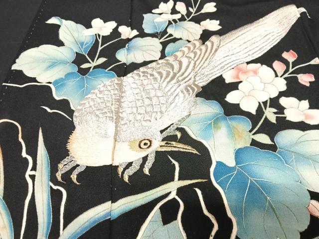 平和屋着物■豪華黒留袖 刺繍 花鳥文 金銀彩 正絹 逸品 CABF5027xe
