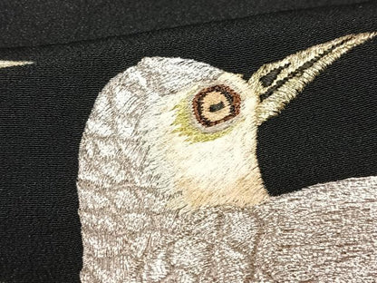 平和屋着物■豪華黒留袖 刺繍 花鳥文 金銀彩 正絹 逸品 CABF5027xe